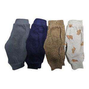 Carter's 0-3m Fleece Bottoms in Gray, Navy, Brown, and Gray with Bear Print